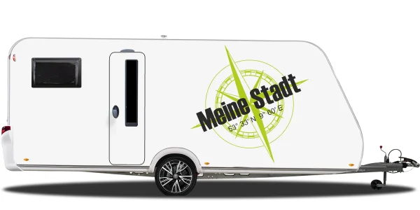 Autoaufkleber Kompass mit Koordinaten und Wunschtext