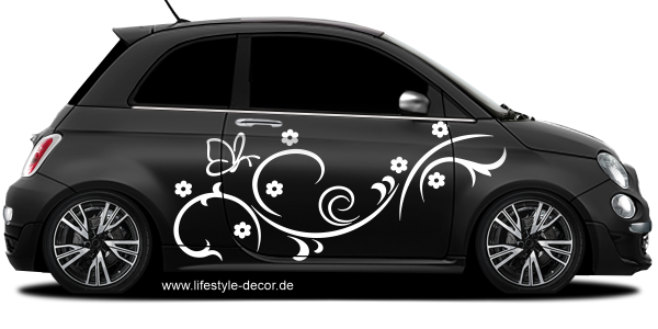 Preview: Auto Tattoo Ranke mit Schmetterling Preview: Auto Tattoo Ranke mit Schmetterling