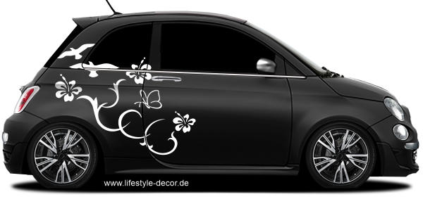 Preview: Auto Tattoo Blüten und Vögel Preview: Auto Tattoo Blüten und Vögel