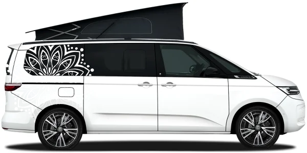 Autoaufkleber mit Mandala Motiv auf hellem Camper - Ansicht Farbauswahl