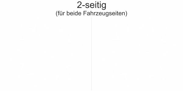 Autoaufkleber mit Mandala Motiv - Ansicht zweiseitig für beide Fahrzeugseiten und Farbauswahl