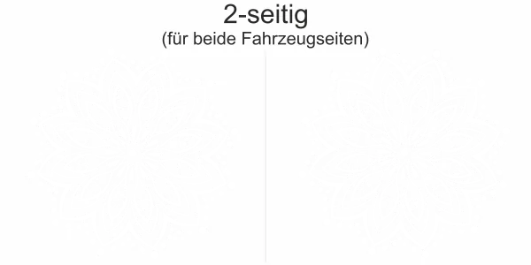 Autoaufkleber mit Mandala Motiv - Ansicht zweiseitig für beide Fahrzeugseiten und Farbauswahl