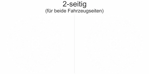 Autoaufkleber mit Spirituellem Mandala - Ansicht zweiseitig für beide Fahrzeugseiten und Farbauswahl