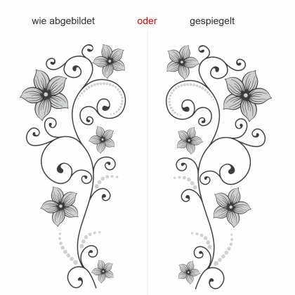 Preview: Wandtattoo mit buntem, floralem Ornament - Ansicht Ausrichtung