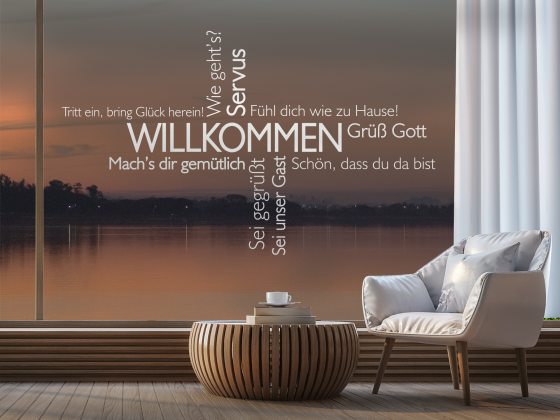 Preview: Glastattoo Wortwolke Willkommen