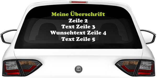Fahrzeugbeschriftung Textblock | 21 auf Heckscheibe