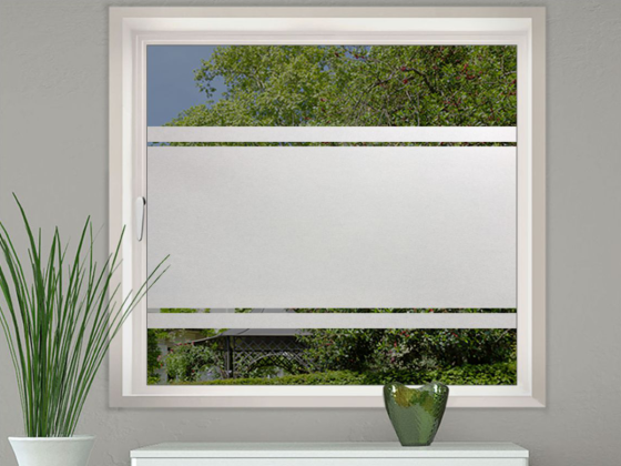 Preview: Sichtschutz Milchglasfolie mit zwei Streifen auf Fenster