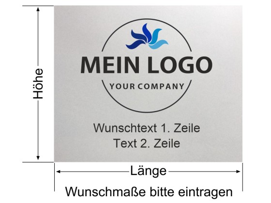 Preview: Sichtschutzfolie Firmenlogo gedruckt mit Wunschtext Preview: Sichtschutzfolie Firmenlogo gedruckt mit Wunschtext - Ansicht Beispielbild