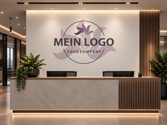 Wandtattoo Firmenlogo mehrfarbig im Büro