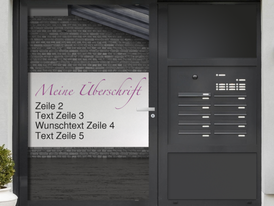 Preview: Bedruckte Sichtschutzfolie mit Wunschtext | 1