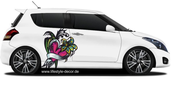 Preview: 3D Autosticker Florales Herz Preview: 3D Autosticker Florales Herz