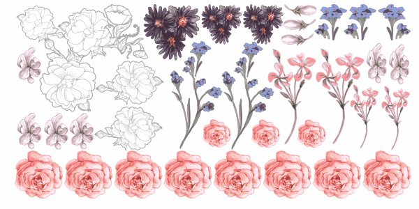 Preview: Wandtattoo Blütenset zur freien Anordnung