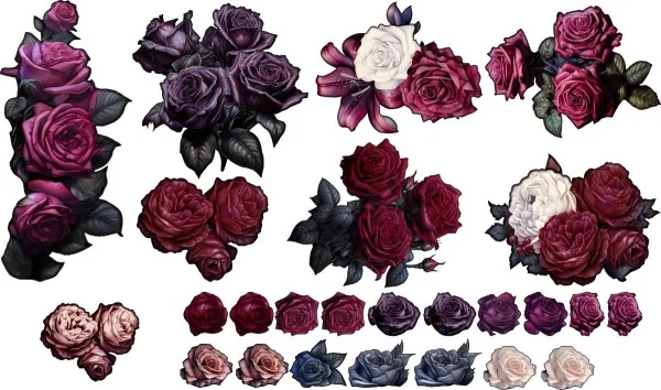 Wandtattoo Rosen Dekorset zur freien Anordnung