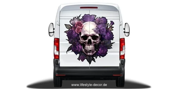 Autoaufkleber Totenkopf mit Blumen