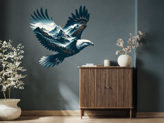 Preview: Wandtattoo Adler mit Berglandschaft