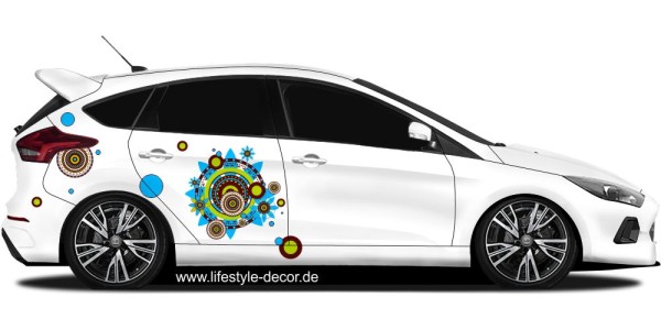 Preview: Autoaufkleber Modern Design Preview: Autoaufkleber Modern Design auf hellem PKW