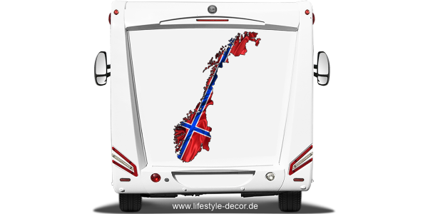 Preview: Autoaufkleber Fahne von Norwegen als Silhouette