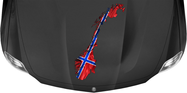 Preview: Autoaufkleber Fahne von Norwegen als Silhouette auf dunkler Motorhaube