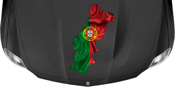 Preview: Autoaufkleber Fahne von Portugal als Silhouette auf dunkler Motorhaube