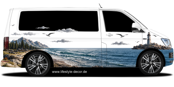 Camperdekor Berge und Meer