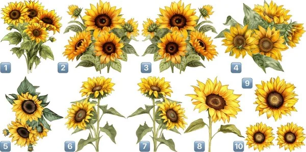 Aufkleber Sonnenblumen Dekorset zur individuellen Platzierung
