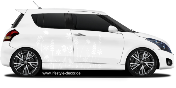 Preview: Aufkleber für das Wohnmobil mit einem Meer aus Blumen auf hellem PKW - Ansicht Farbauswahl