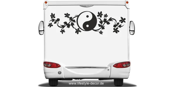 Autodekor Yin & Yang auf Heck von Wohnmobil oder Wohnwagen