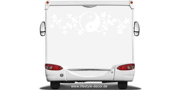Autodekor Yin & Yang auf Heck von Wohnmobil oder Wohnwagen - Ansicht Farbauswahl