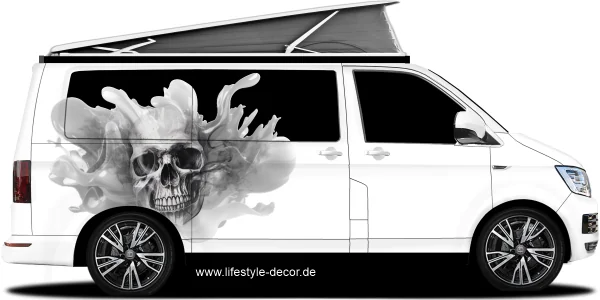 Autodekor Totenschädel Smoke auf Fahrzeugseite Van in Wunschfarbe