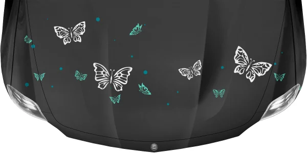 Autotattoo Lustige Falter auf Motorhaube