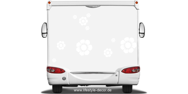 Preview: Blumen Autoaufkleber fürs Auto auf Wohnwagen oder Wohnmobil - Ansicht Farbauswahl