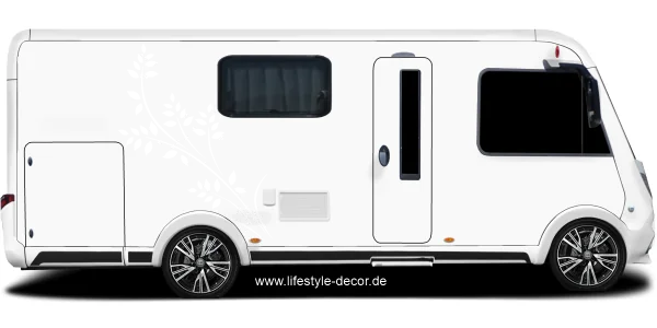 Aufkleber Auto kunstvoller Blätterzweig auf Wohnmobil oder Wohnwagen - Ansicht Farbauswahl