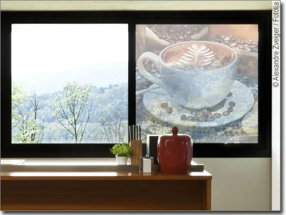 Glasbild mit Kaffeetasse