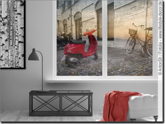 Preview: Fensterfolie Mofa in den Straßen Roms Preview: Fensterfolie Mofa in den Straßen Roms