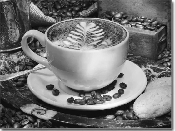 Fotofolie mit Kaffeetasse in schwarzweiß