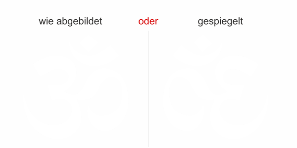 Preview: Glasaufkleber Om - Ansicht Ausrichtung mit Farbauswahl