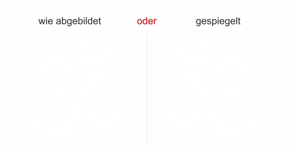 Glasaufkleber Om - Ansicht Ausrichtung mit Farbauswahl