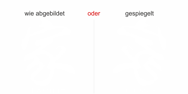 Preview: Glastattoo Chinesisches Zeichen Familie - Ansicht Ausrichtung mit Farbauswahl