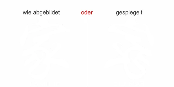 Glastattoo Chinesisches Zeichen Familie - Ansicht Ausrichtung mit Farbauswahl