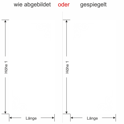 Preview: Glastür Milchglasfolie Dekorecken - Ansicht Ausrichtung und Farbauswahl