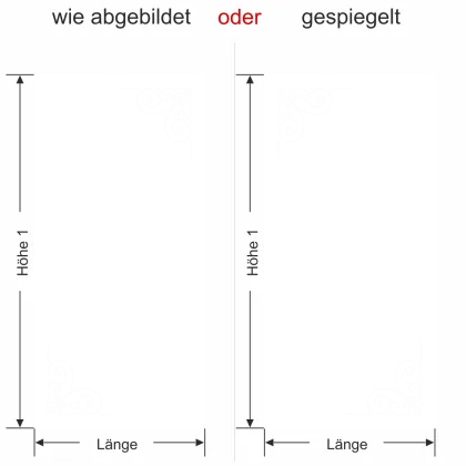 Glastür Milchglasfolie Dekorecken - Ansicht Ausrichtung und Farbauswahl