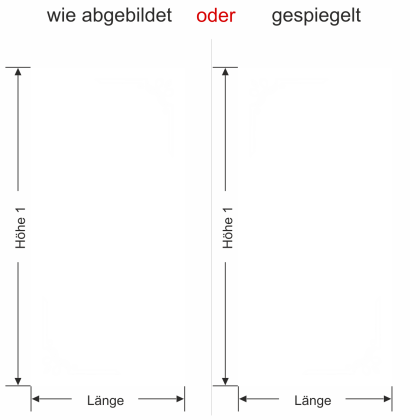 Preview: Glastür Milchglasfolie Ecken - Ansicht Ausrichtung und Farbauswahl
