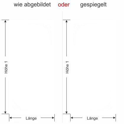 Glastür Milchglasfolie Ecken - Ansicht Ausrichtung und Farbauswahl