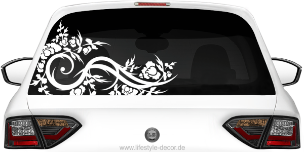 Preview: Aufkleber fürs Auto Ornament Romantik auf Heck von PKW - Ansicht Farbauswahl