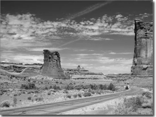Foliendruck mit Monument Valley in schwarzweiss