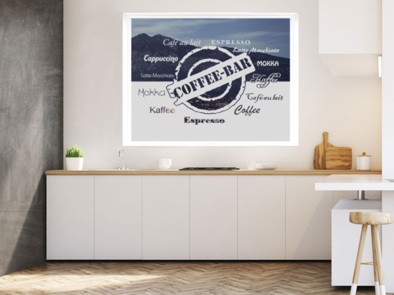 Preview: Milchglasfolie Gewerbe Coffee Bar auf Küchenfenster