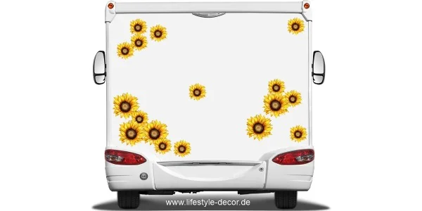 Sonnenblumen Autoaufkleber Set auf dem Heck