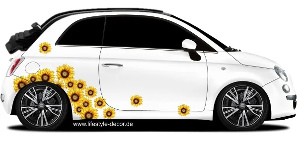 Sonnenblumen Autoaufkleber Set auf der Fahrzeugseite