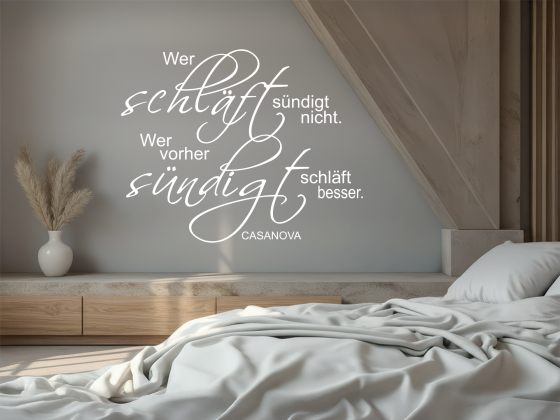 Preview: Wandspruch Wer schläft sündigt nicht