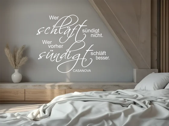 Wandspruch Wer schläft sündigt nicht